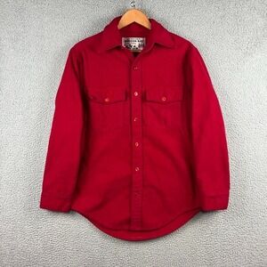 Vintage Herters Hudson Bay Chamois Shirt Mens Medium Red Heavy Flannel Button Up